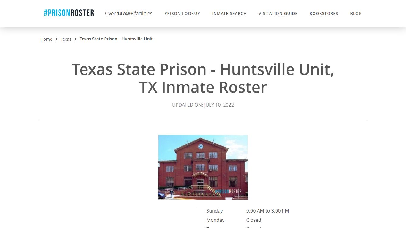 Texas State Prison - Huntsville Unit, TX Inmate Roster