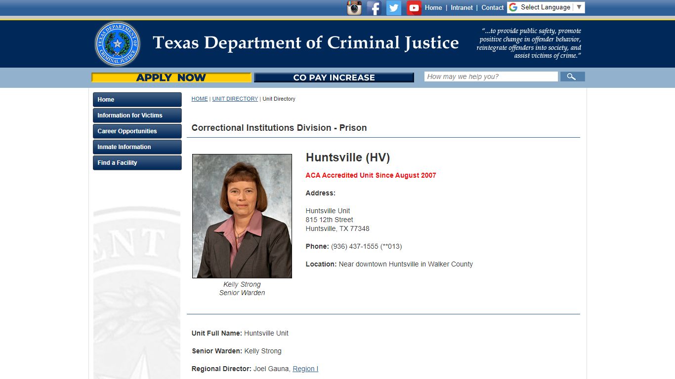 Huntsville (HV) - Texas Department of Criminal Justice